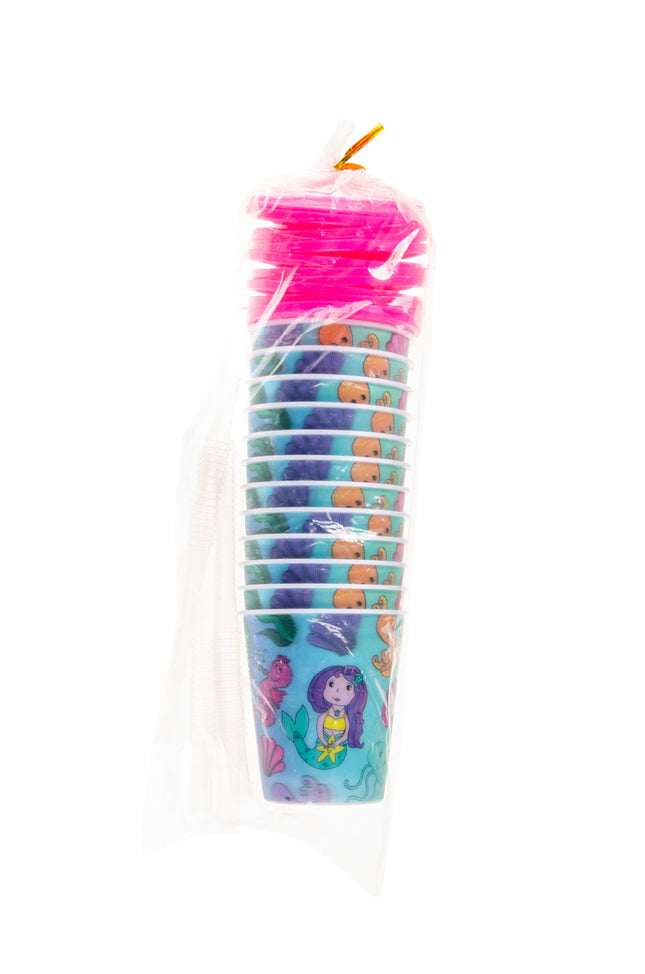 Mermaid Reusable Plastic 3D Cup & Straw - Single