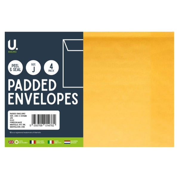 4 Size J Padded Envelopes