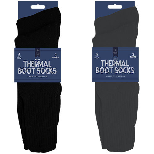 Men's Thermal Boot Socks Size 7-11 - 2 Pair Pack Extra Warmth Comfort Assorted Colours