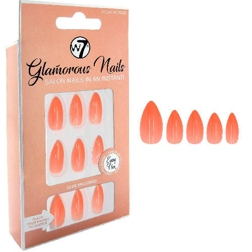 W7 Cosmetics Glamorous False Long Fake Nails - Peach Cider