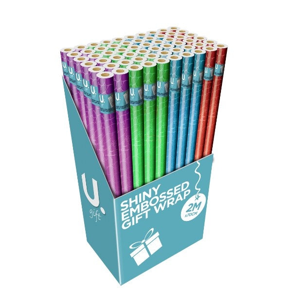 Embossed Metallic 200cm x 70cm Giftwrap Roll