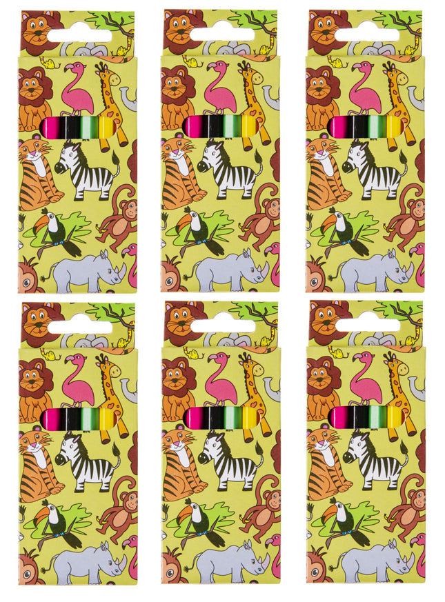 Wild Animal Halfsize Colouring Pencils - 6 Pack