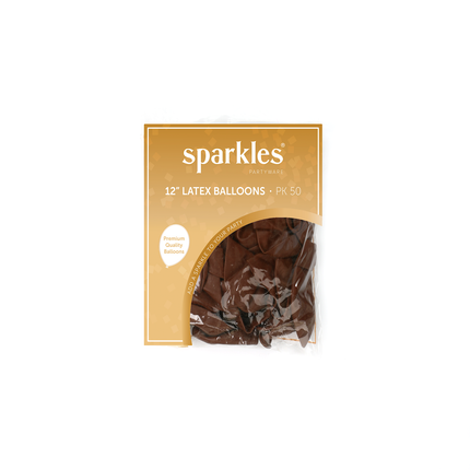 Pearlised Brown 12" Latex Balloons – 50 Pack