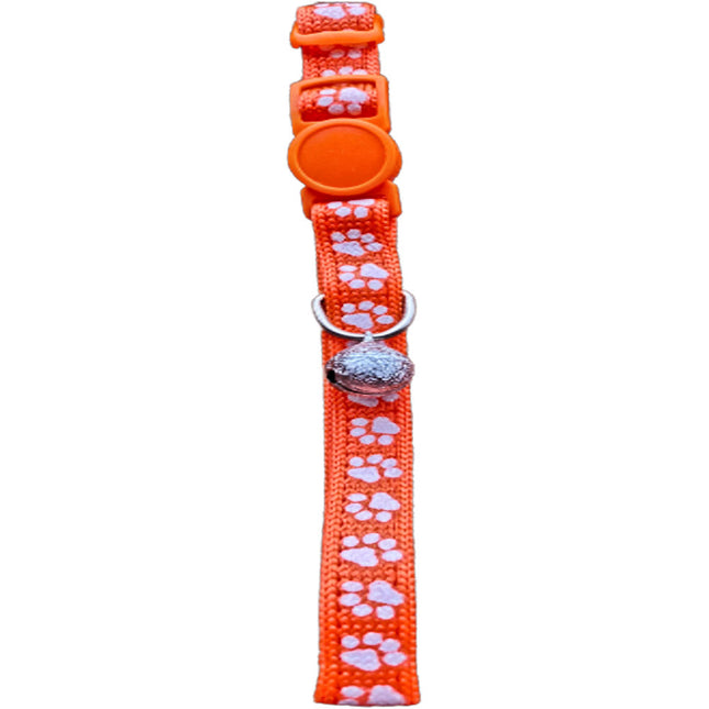 Paw Print Cat Collar - Orange
