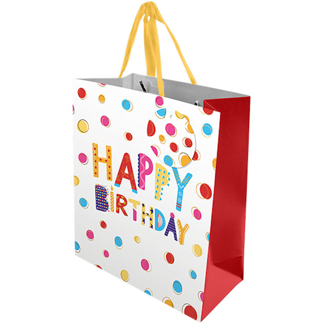 Children's Medium Gift Bag - Spotty Design 25.2cm x 21.3cm
