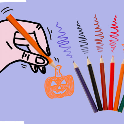 Halloween Halfsize Colouring Pencils - 6 Pack