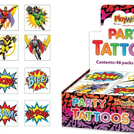 Super Hero Tattoos - 12  Pack