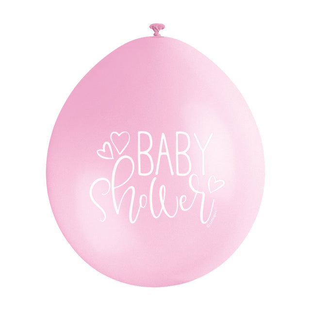 Pink Baby Shower 9" Latex Balloons - 10 Pack