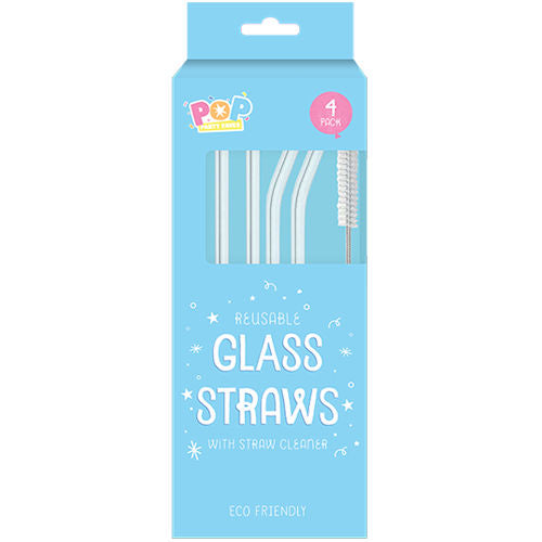 Reusable Glass Straws - 4 Pack