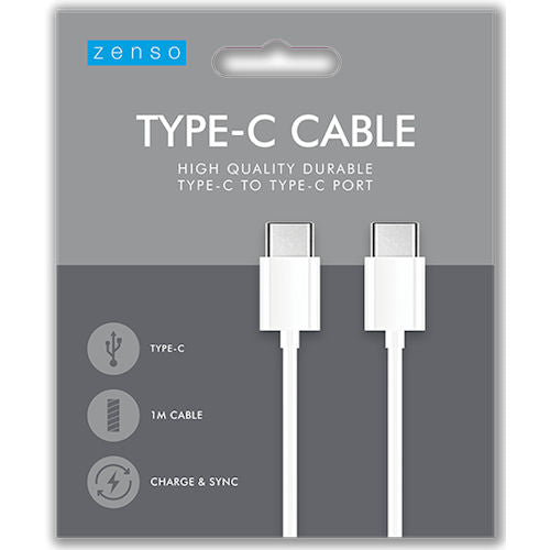 Type-C to Type-C Cable - 1M White Fast Charging Data Transfer USB-C Devices