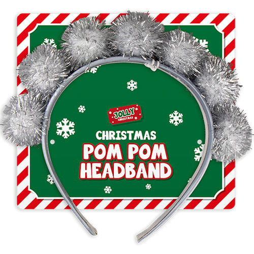 Christmas Novelty Tinsel Pom Pom Headband