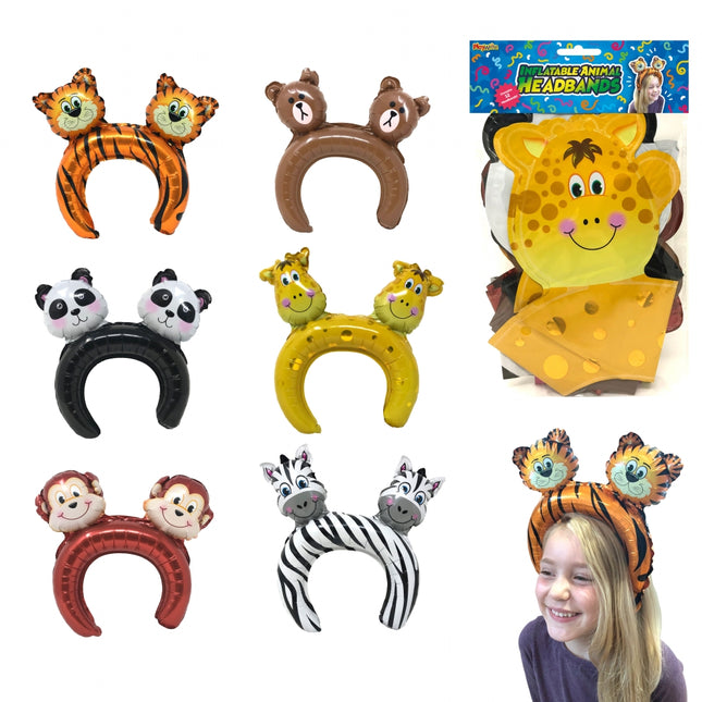 Inflatable Jungle Headbands - 12 Pack