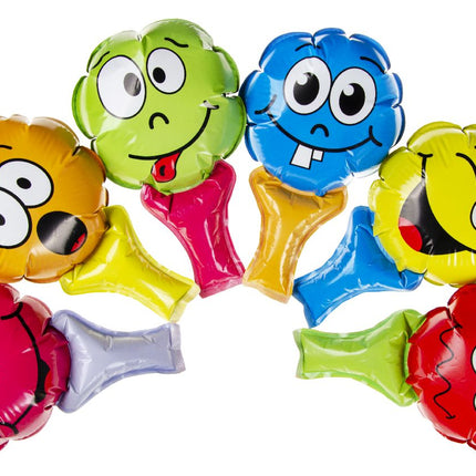 Emoji Face Self-Inflating Handheld Balloons - 6 Pack