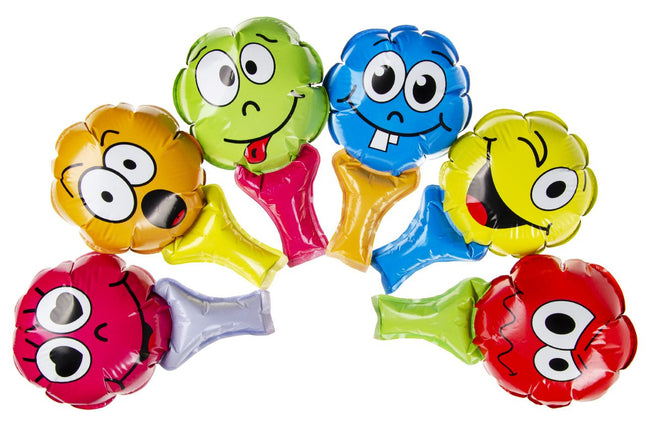 Emoji Face Self-Inflating Handheld Balloons - 6 Pack