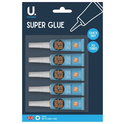 5 Super Glue 3g Tubes