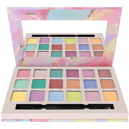 W7 Cosmetics Sherbet Pop Eyeshadow Palette - 18 Colour Matte Shimmer With Applicator Bright Pastel Colours Eyes