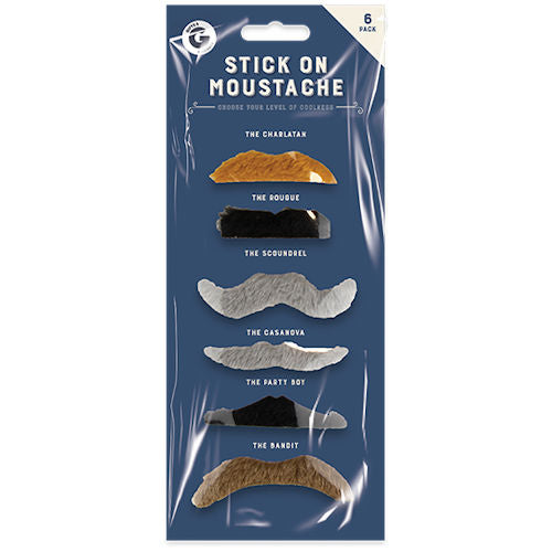 Stick-On Moustache - 6 Pack