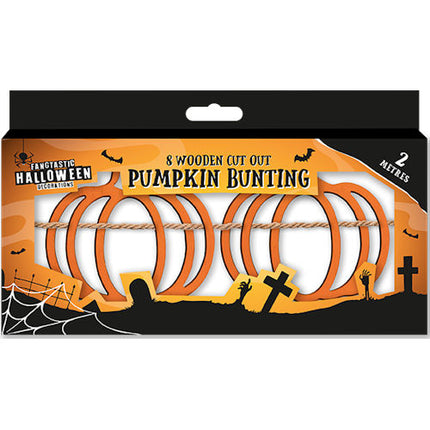 Halloween Wooden Cut Out Pumpkin Bunting - 2m