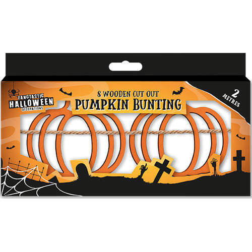 Halloween Wooden Cut Out Pumpkin Bunting - 2m