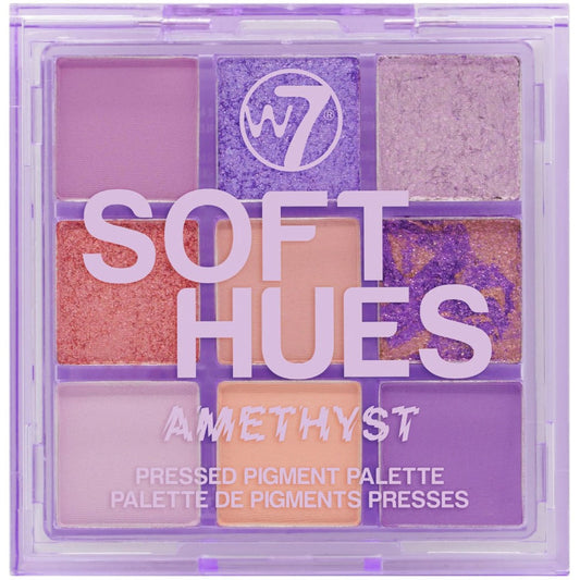 W7 Cosmetics 9 Colour Matte Shimmer Soft Hues Eyeshadow Palette - Amethyst