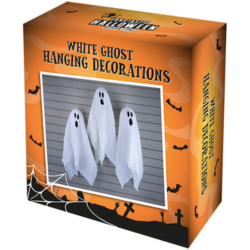 Halloween White Hanging Ghost Decorations - 3 Pack