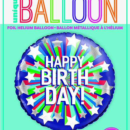 Happy Birthday Shooting Star 18" Round Foil Balloon