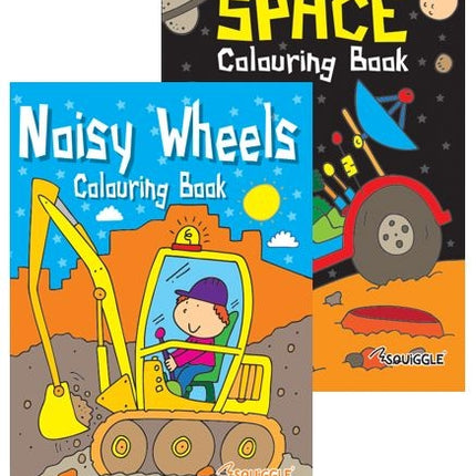 Space or Noisy Wheels Colouring Book - Assorted