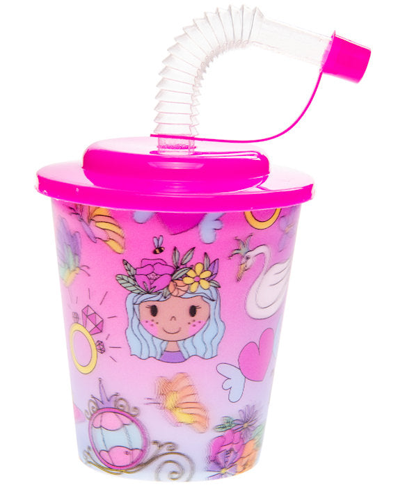 Princess Reusable Plastic 3D Cup & Straw