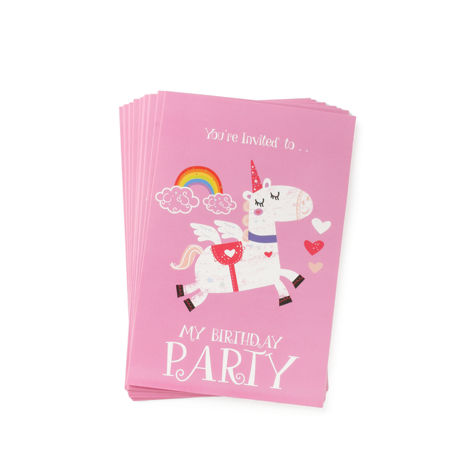 Unicorn Party Invites & Envelopes - 16 Pack