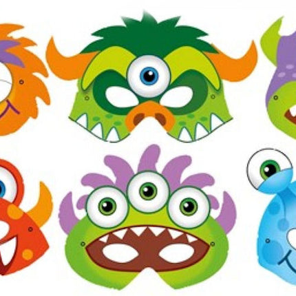 Cardboard Monster Masks - 12 Pack