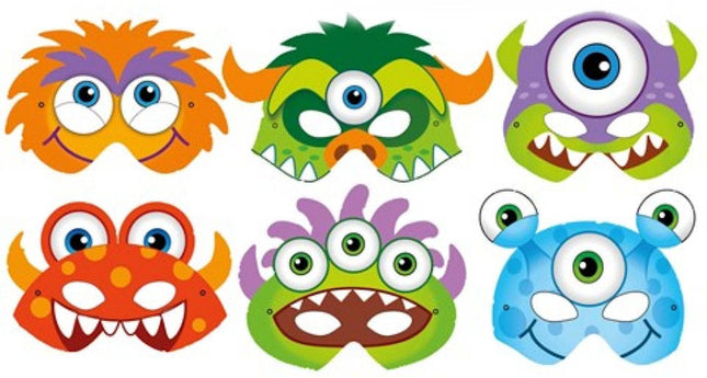 Cardboard Monster Masks - 12 Pack