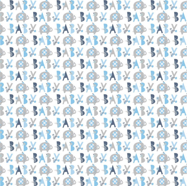 Blue Elephant Gift Wrap Roll - 30" x 5ft