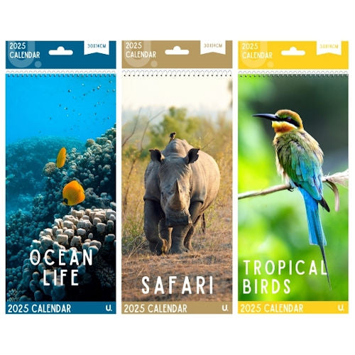 2025 Slim Postal Calendar – Wild Animals Assorted Designs | Stunning Wildlife Photography | Compact & Convenient for Home or Office