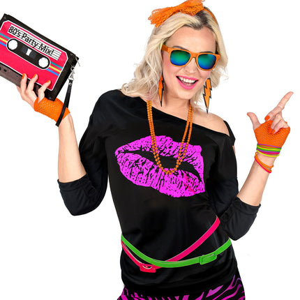 Fingerless Fishnet Gloves - Neon Orange