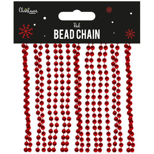 Red Bead Chain - 2.7m Elegant Decorative Garland Christmas Trees Festive