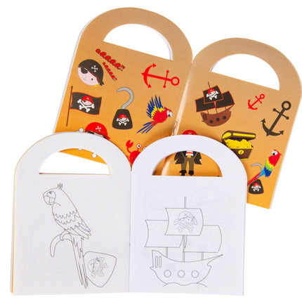 Pirate Sticker & Colouring Books With Handles - 6 Pack