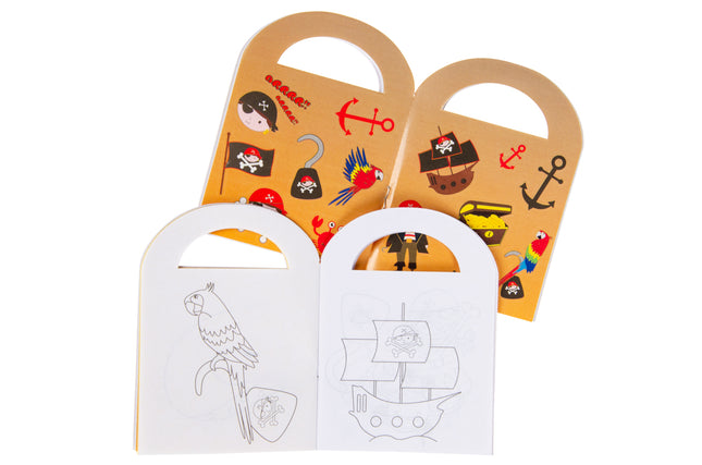 Pirate Sticker & Colouring Books With Handles - 6 Pack