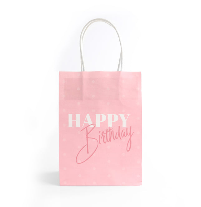 Pink Happy Birthday Paper Party Bags – 6 Pack