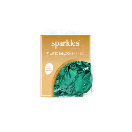 Metallic Green 7" Latex Balloons – 100 Pack