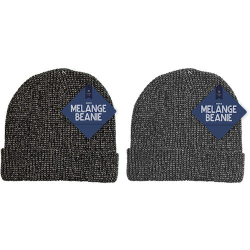 Men's Melange Beanie Hat Single - Assorted Winter Headwear Warm Knit Hat
