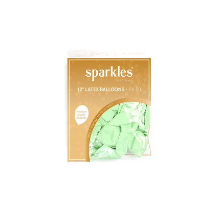 Pearlised Lime Green 12" Latex Balloons – 50 Pack