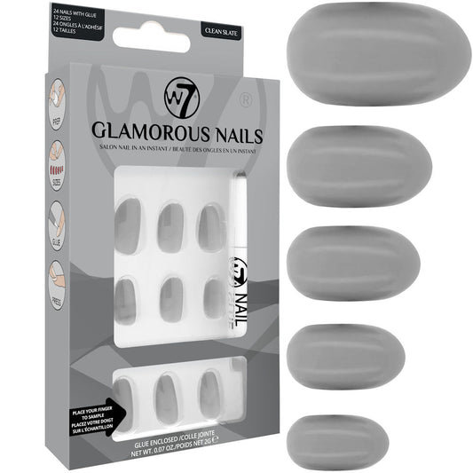 W7 Cosmetics Glamorous False Long Fake Nails - Clean Slate