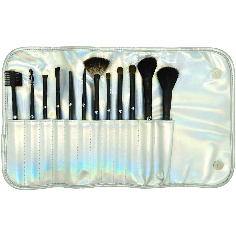 W7 Cosmetics Makeup Brush Collection - 12 Piece Professional Quality Assorted Brushes Soft Bristles Blending Applying Makeup