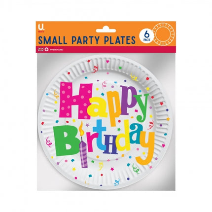 6 Small Happy Birthday Paper Plates