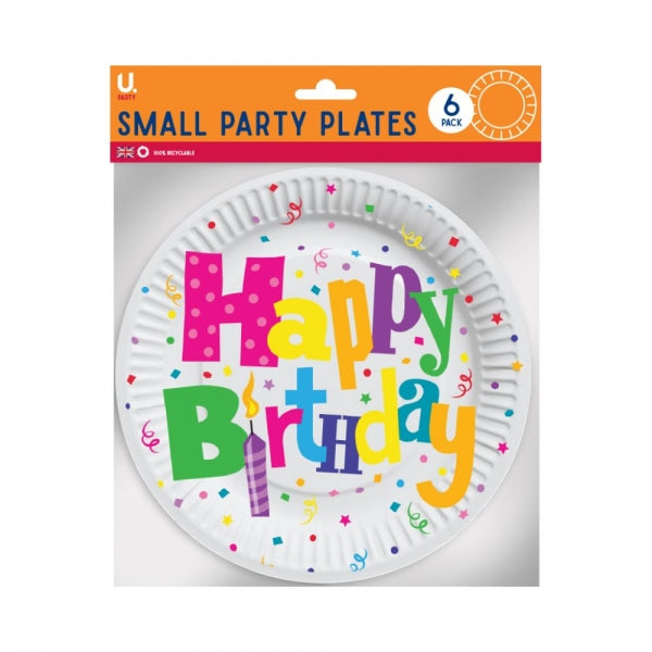 6 Small Happy Birthday Paper Plates