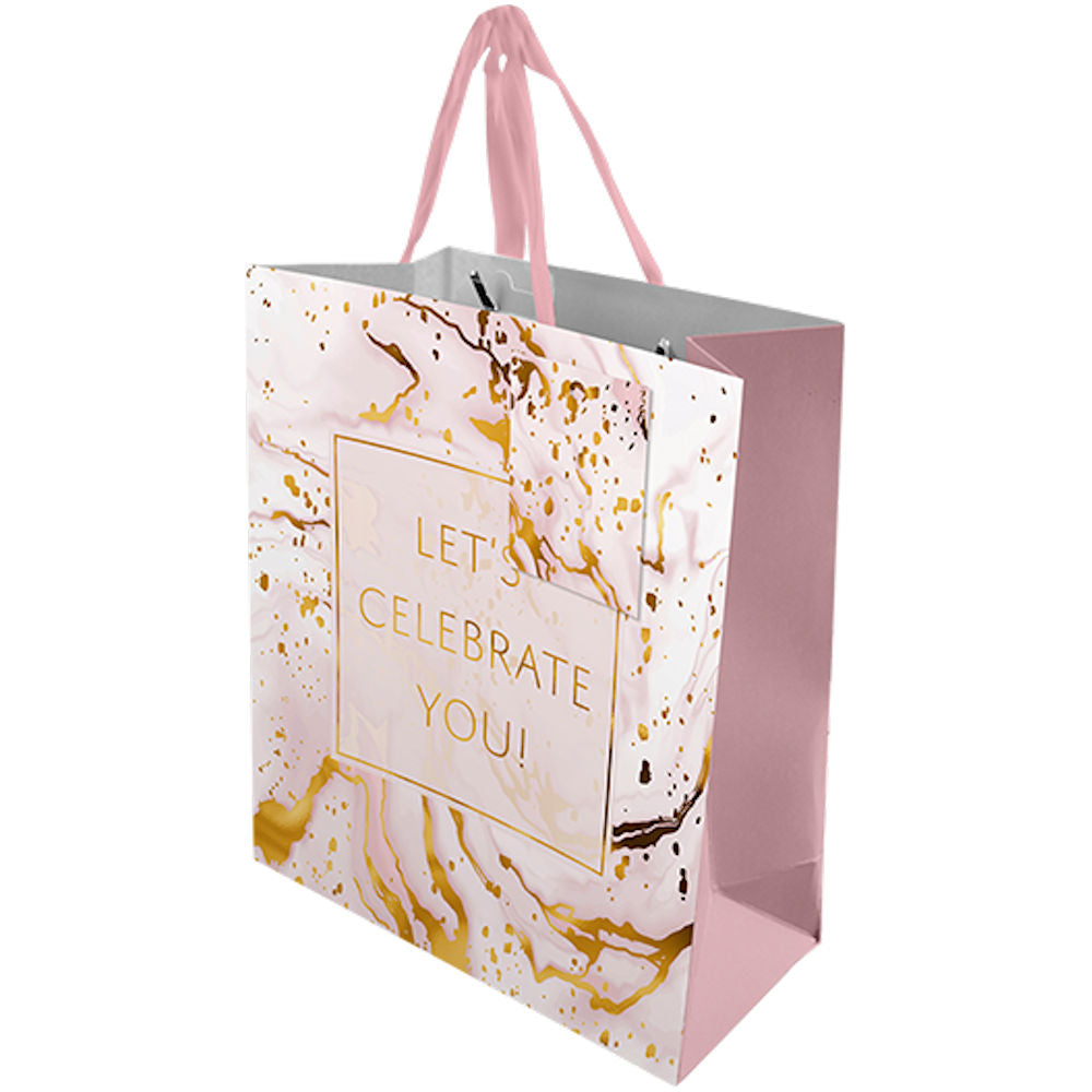 Ladies Large Luxury Gift Bag - Pink Marble Design
