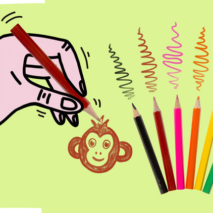 Wild Animal Halfsize Colouring Pencils - 6 Pack
