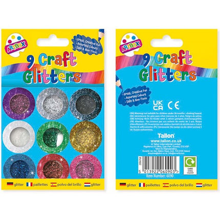 9 Metallic Colour Glitter Pots