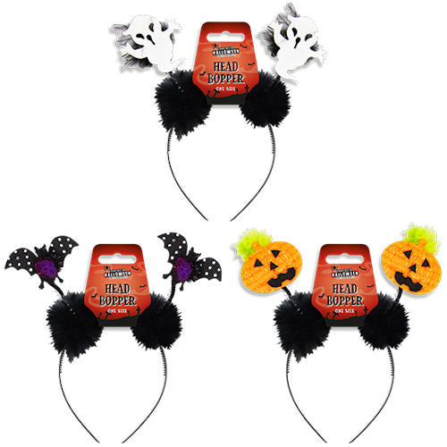 Halloween Head Boppers Single - Assorted Spooky Festive Haunted House Ghost Pumpkin Bat Costume Accessory