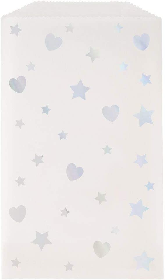 Iridescent Hearts & Stars Glassine Treat Bags - 8 Pack